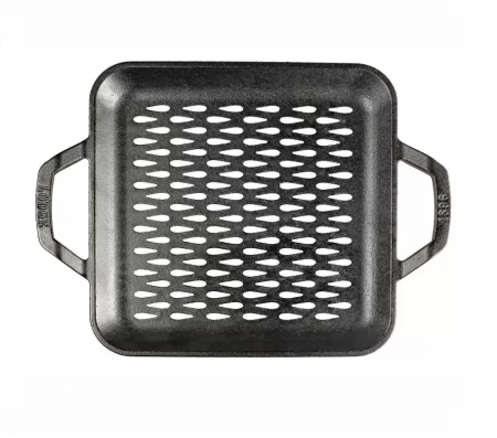 Vase pentru gătit din fontă - TAVA PATRATA CU DOUA MANERE PENTRU GRATAR CHEF 28 CM COLLECTION LODGE L-C11SGT