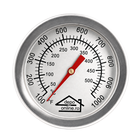 ACCESORII SOBĂ, ȘEMINEU ȘI CUPTOR - Termometru din inox 500°C pentru grătar, barbeque, afumătoare și cuptor