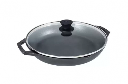 Vase pentru gătit din fontă - TIGAIE ADANCA DIN FONTA CU MANERE SI CAPAC 30 cm CHEF COLLECTION LODGE L-C12EP