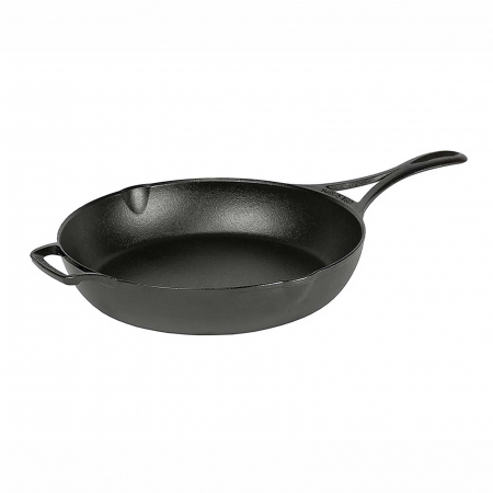 Vase pentru gătit din fontă - Tigaie adanca rotunda din fonta cu maner Lodge triplu asezonata Blacklock 26 cm L-BL96SK