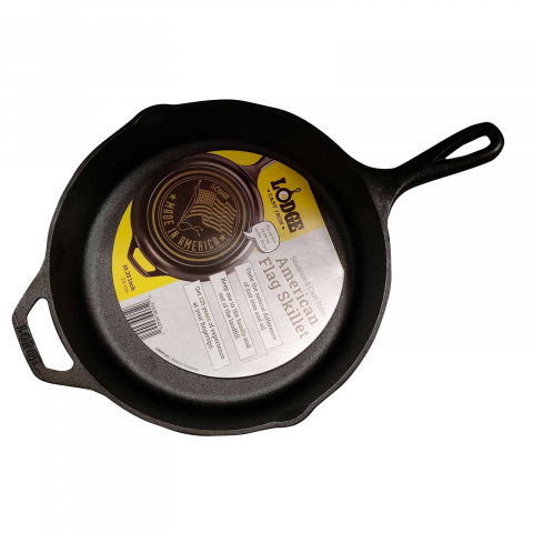 Tigaie adanca rotunda din fonta cu maner si logo American Flag Lodge 26 cm L-8SKFLAG [1]