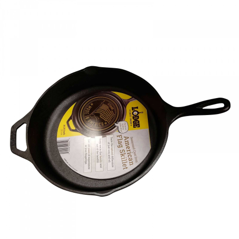 Tigaie adanca rotunda din fonta cu maner si logo American Flag Lodge 26 cm L-8SKFLAG [3]