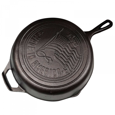Tigaie adanca rotunda din fonta cu maner si logo American Flag Lodge 26 cm L-8SKFLAG [2]