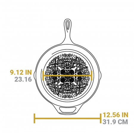 Tigaie adanca rotunda din fonta cu maner si logo Sugar Skull Lodge 30,5 cm L-10SKULL [6]