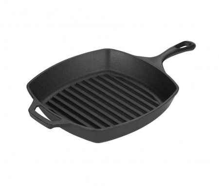 Vase pentru gătit din fontă - TIGAIE GRILL ADANCA PATRATA DIN FONTA CU MANER 26,7 CM LODGE L-8SGP3