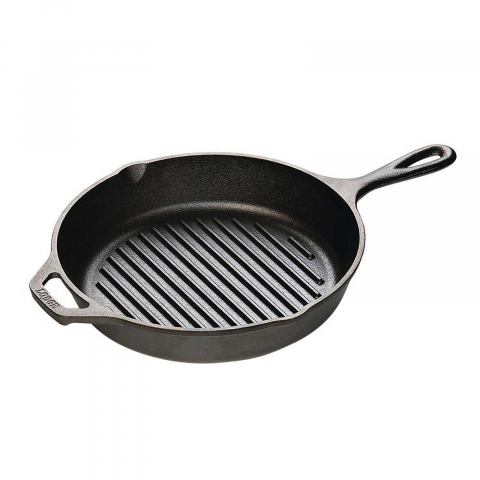 Vase pentru gătit din fontă - Tigaie grill adanca rotunda din fonta cu maner Lodge 26 cm L-8GP3