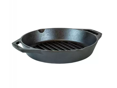 Vase pentru gătit din fontă - TIGAIE GRILL ADANCA ROTUNDA DIN FONTA CU MANERE 26 cm LODGE L-8GPL