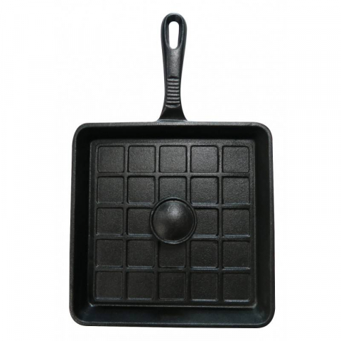 VASE DE GĂTIT - Tigaie grill sandwich adanca patrata din fonta cu maner si capac Mr Padellas Activa 21 cm 20040