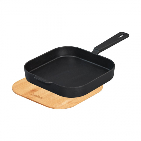 VASE DE GĂTIT - Tigaie mare din fonta cu capac tip tocator din bambus Enders 8773