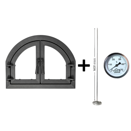UȘĂ CUPTOR BARBEQUE CU DOUĂ DESCHIDERI + TERMOMETRU ZIDĂRIE CU TIJA DE 50 CM [1]