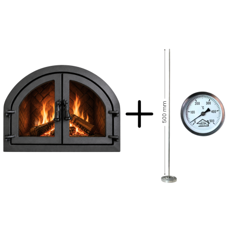 UȘĂ CUPTOR BARBEQUE CU DOUĂ DESCHIDERI + TERMOMETRU ZIDĂRIE CU TIJA DE 50 CM [1]
