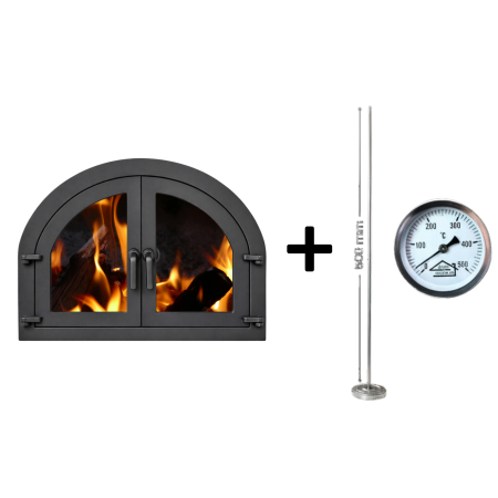 UȘĂ CUPTOR BARBEQUE CU DUBLĂ DESCHIDERE + TERMOMETRU ZIDĂRIE CU TIJA DE 50 CM [1]