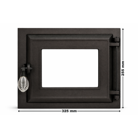 Ușă cuptor mică fontă 325x255 mm cu sticlă termorezistentă [1]