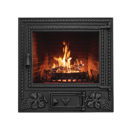 PRODUSE DIN FONTĂ - UȘĂ ȘEMINEU DIN FONTĂ CU STICLĂ 640 x 655 mm