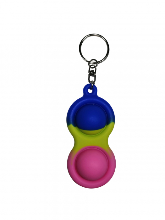 Set jucarii antistres, Pop it, breloc, silicon, 8 cm, tricolor [2]