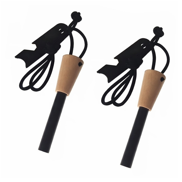 Set 2 x amnar supraviețuire robust cu mâner lemn și racletă multifuncțională, DEPOX®, lemn, 11 cm [2]