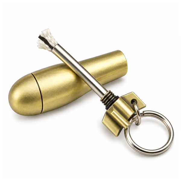 Set de doua chibrituri permanente metalic tip amnar cu breloc DEPOX®, reincarcabil, rezistent la vant si umezeala, 6.3 cm, 30 g, auriu [3]