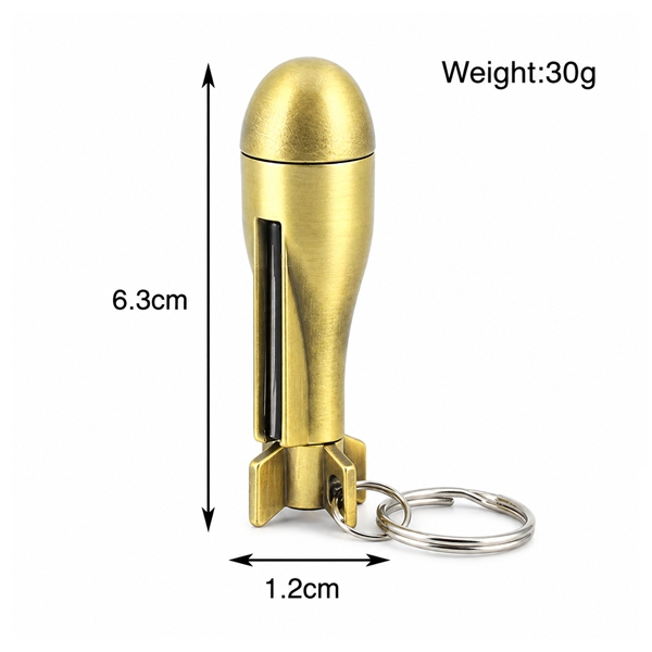 Set de doua chibrituri permanente metalic tip amnar cu breloc DEPOX®, reincarcabil, rezistent la vant si umezeala, 6.3 cm, 30 g, auriu [6]