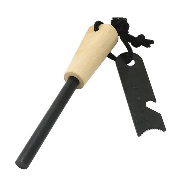 Set 2 x amnar supraviețuire robust cu mâner lemn și racletă multifuncțională, DEPOX®, lemn, 12 cm [2]