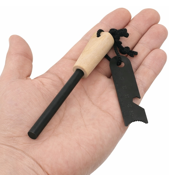 Set 2 x amnar supraviețuire robust cu mâner lemn și racletă multifuncțională, DEPOX®, lemn, 12 cm [6]