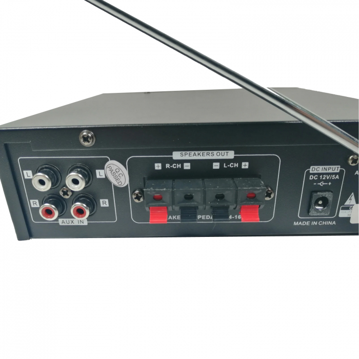 Amplificator bluetooth digital, tip Statie, 2x80 W, intrari USB-SD, doua intrari microfon [5]