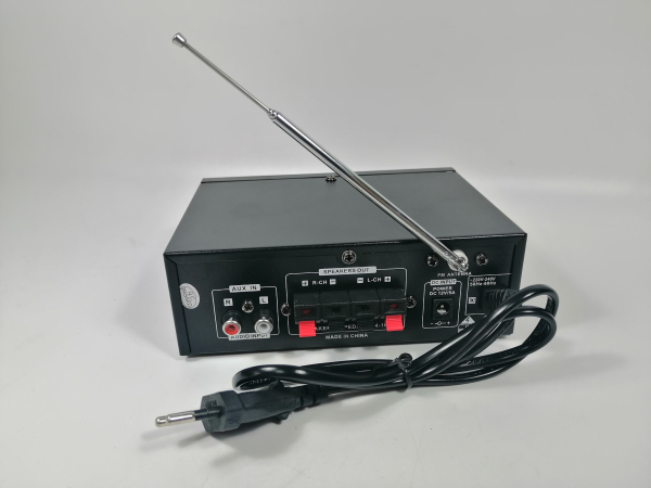 Amplificator bluetooth digital, tip Statie, 2 x 30 W, intrari USB-SD, doua intrari microfon [7]