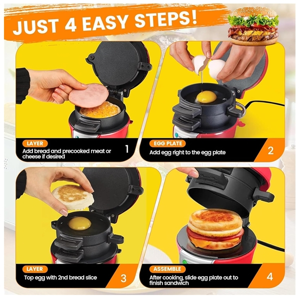 Aparat de Burgeri, 600W, placi antiaderente, incalzire uniforma,180° [5]