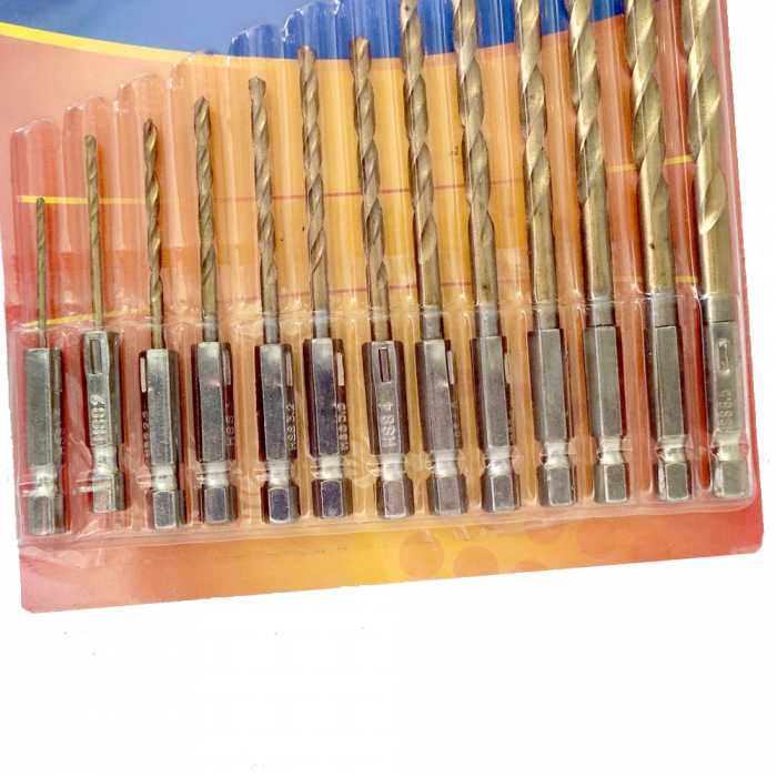 Set 13 burghie, otel, 1.5-6.5 mm prindere hexagonala [3]
