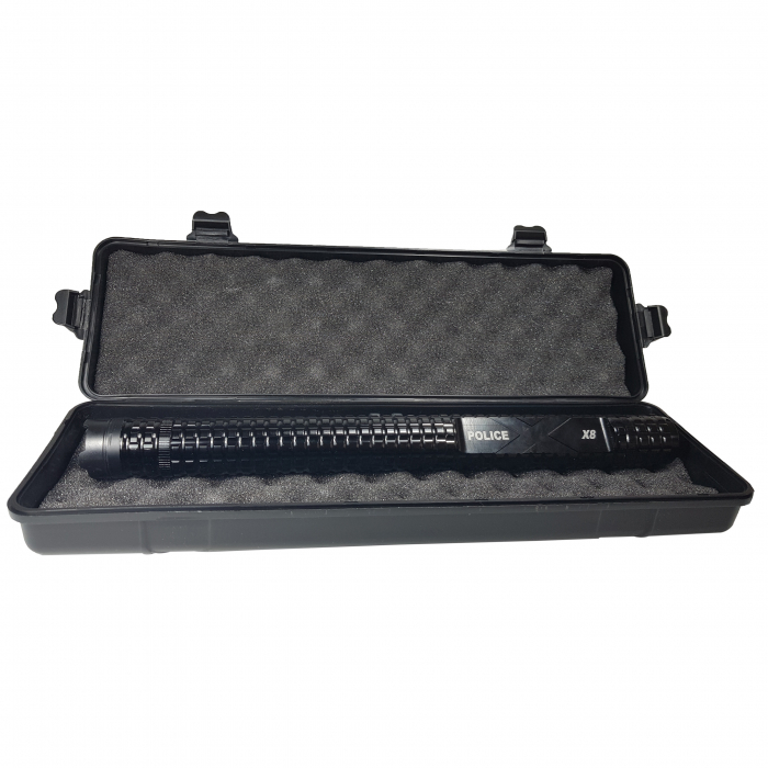 Baston cu electrosoc si lanterna Police X8, metalic, 35 cm, negru, acumulator rezerva inclus [3]