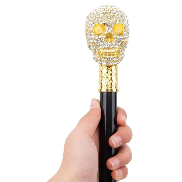 Baston de mers, decorativ, DEPOX®, Cap de craniu, metalic, 90 cm, negru [4]