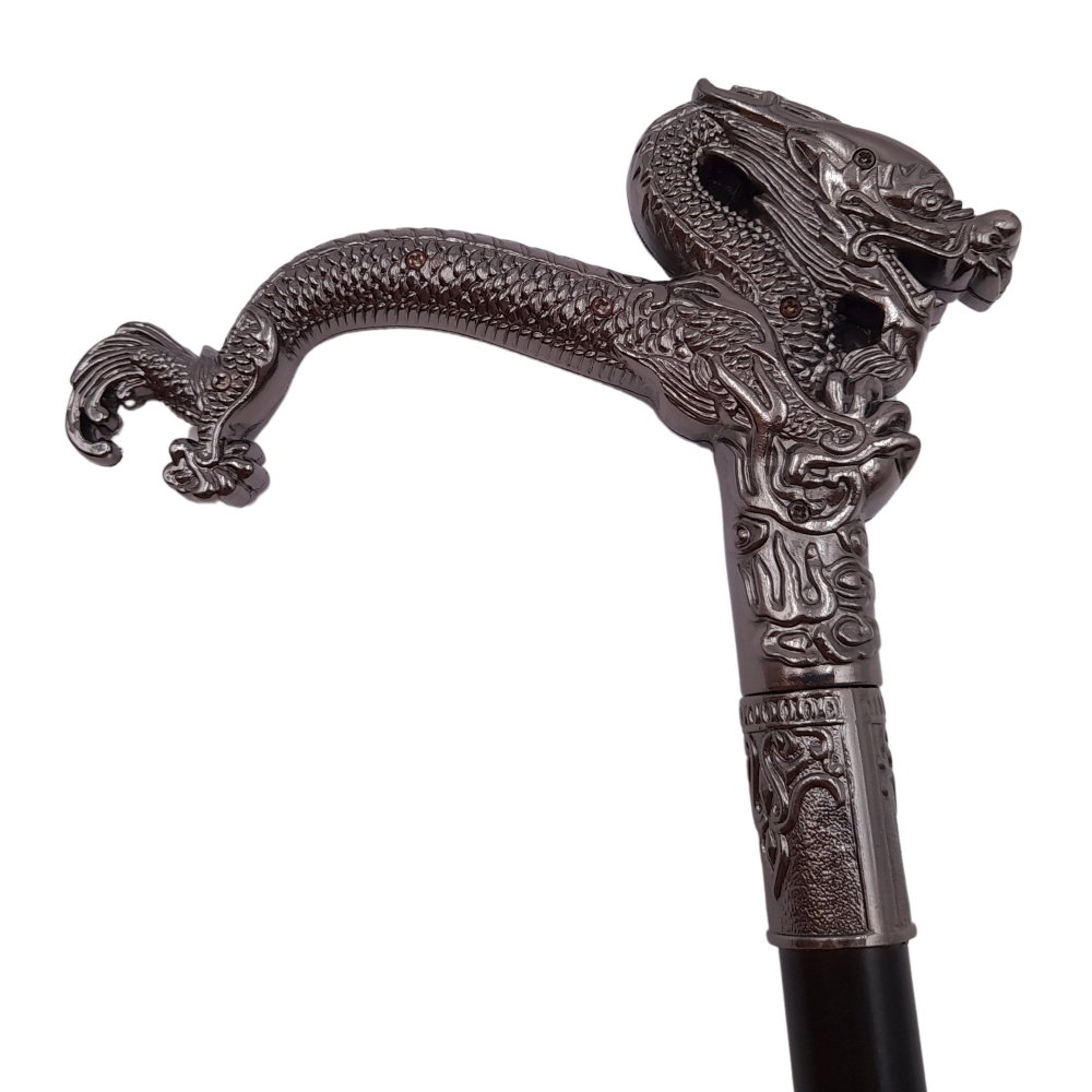 Baston de mers stilat IdeallStore®, Dragon Stance, metalic, sabie interioara, 90 cm, negru [3]
