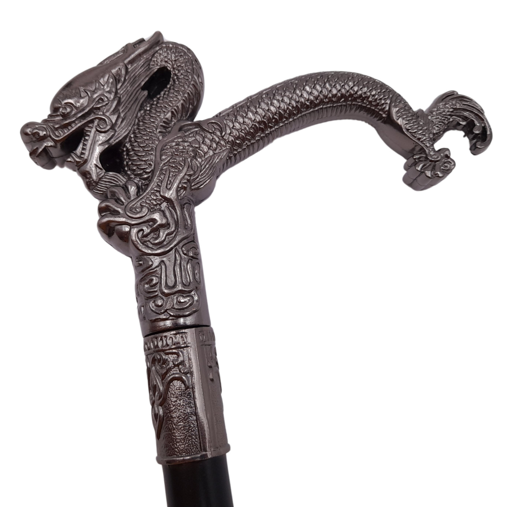 Baston decorativ IdeallStore®, Dragon Stance, metalic, sabie interioara, 90.5 cm, negru [4]