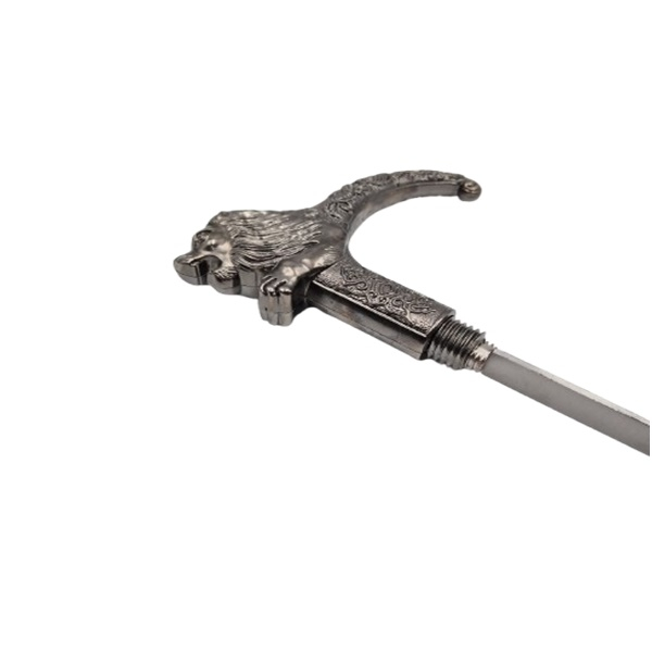 Baston decorativ, Lion Stance, metalic, sabie interioara, 90 cm, negru [3]