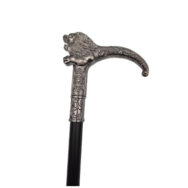 Baston decorativ, Lion Stance, metalic, sabie interioara, 90 cm, negru [7]