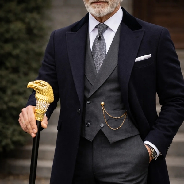 Baston de mers, decorativ, DEPOX®, Vultur, metalic, 90 cm, negru [4]