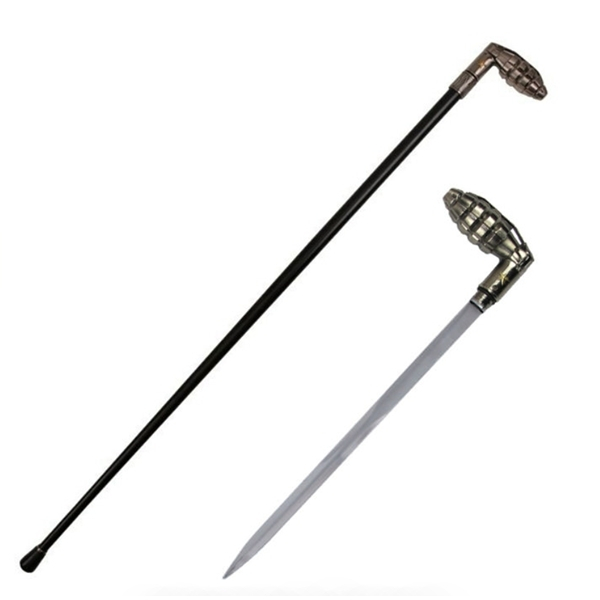 Baston decorativ, metalic, sabie interioara, 94 cm, negru [4]