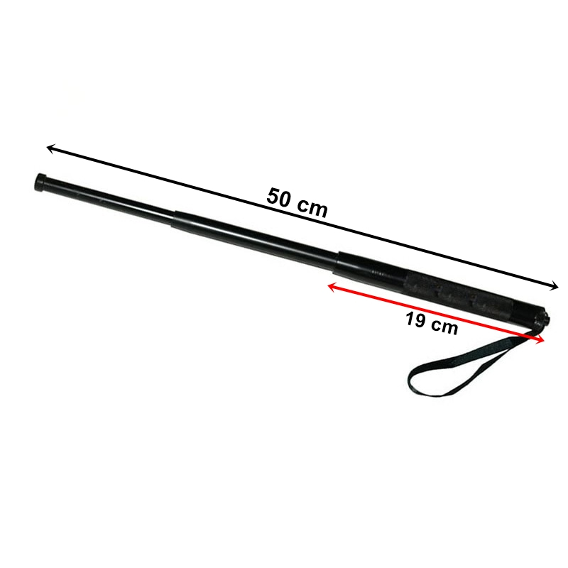 Baston telescopic 50 cm, negru, 3 sectiuni, husa cadou [3]