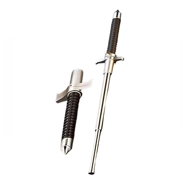 Set doua bastoane telescopice DEPOX®, otel inoxidabi, 3 sectiuni, argintiu,64 cm/24-67 cm, husa inclusa [12]