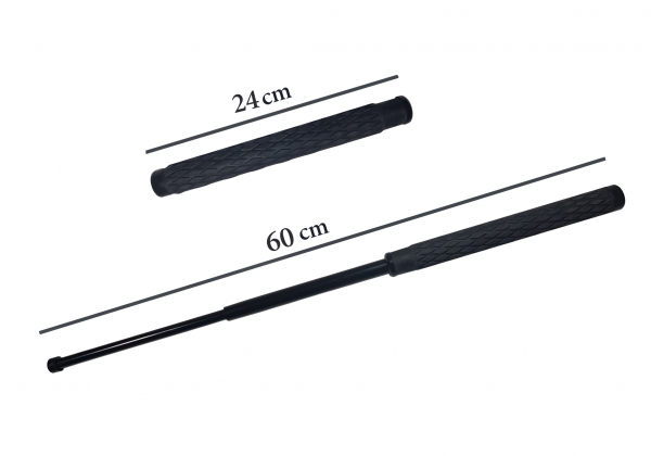 Baston telescopic din otel, negru, 60 cm, 3 sectiuni, husa cadou [3]