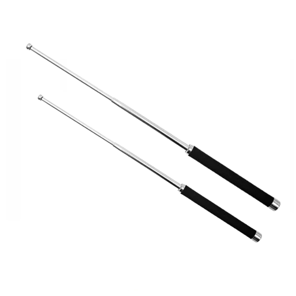 Set doua bastoane telescopic pliabile si spray paralizant chili DEPOX®, 51 cm / 65 cm/ 60 ml, argintiu [2]