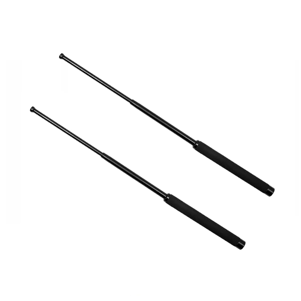 Set doua bastoane telescopice pliabilesi spray paralizant chili, DEPOX®, 51 cm/ 60 ml, maner antiderapant, negru [2]