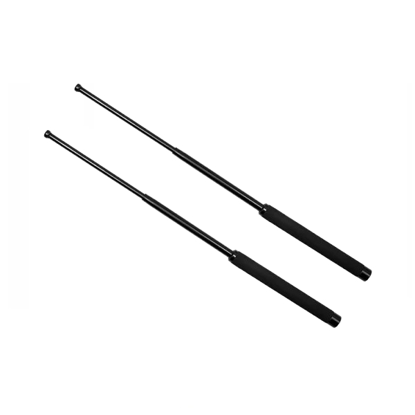 Set bastoane telescopice pliabile si spray paralizant chili, DEPOX®, 64 cm / 60 ml, maner antiderapant, negru [2]