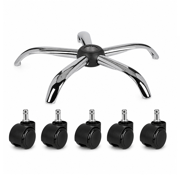 Set bază si roti pentru scaun directorial DEPOX®, metal/pvc, 60 cm, argintiu/negru [2]