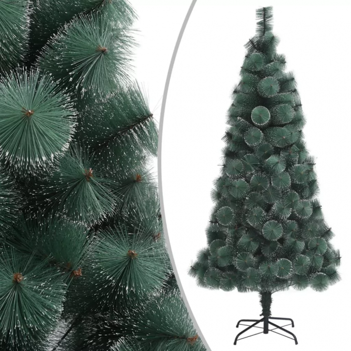 Brad de Craciun artificial pin verde cu spice albe, Perfect Holiday, 150 cm, suport inclus [2]