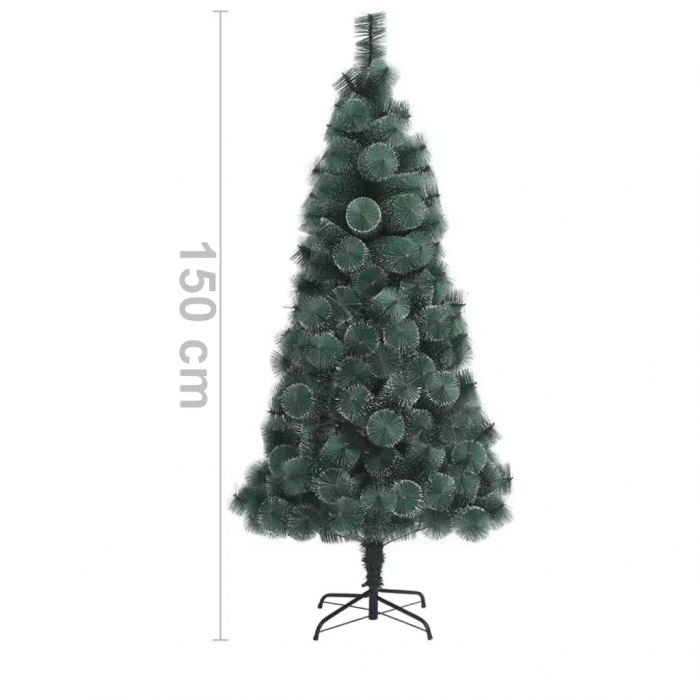 Brad de Craciun artificial pin verde cu spice albe, Perfect Holiday, 150 cm, suport inclus [6]