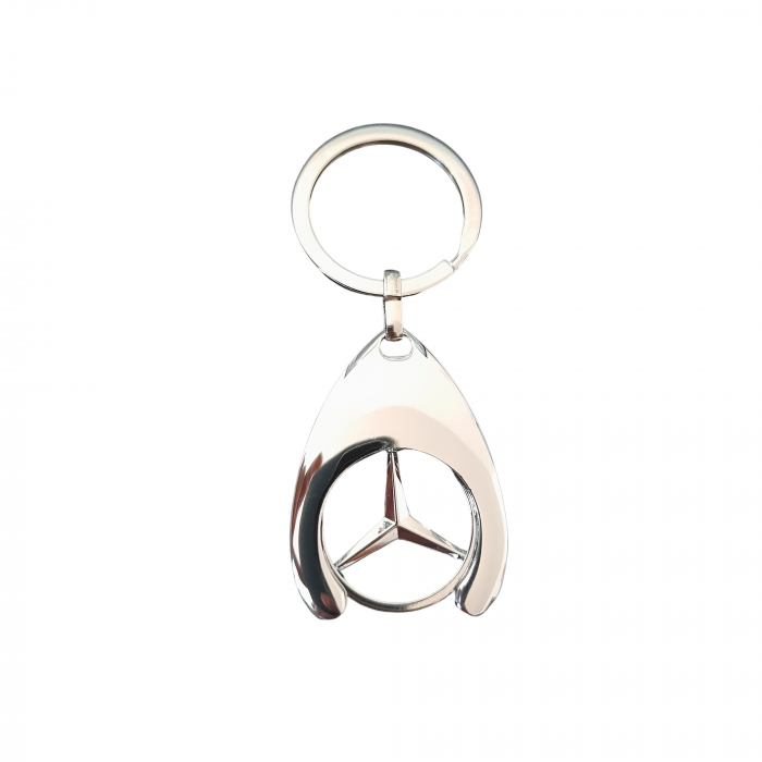 Set 2 Brelocuri Mercedes-Benz, Metal, Design Elegant, Inele pentru Chei, Auriu/Argintiu, 7.5 cm/9 cm [3]