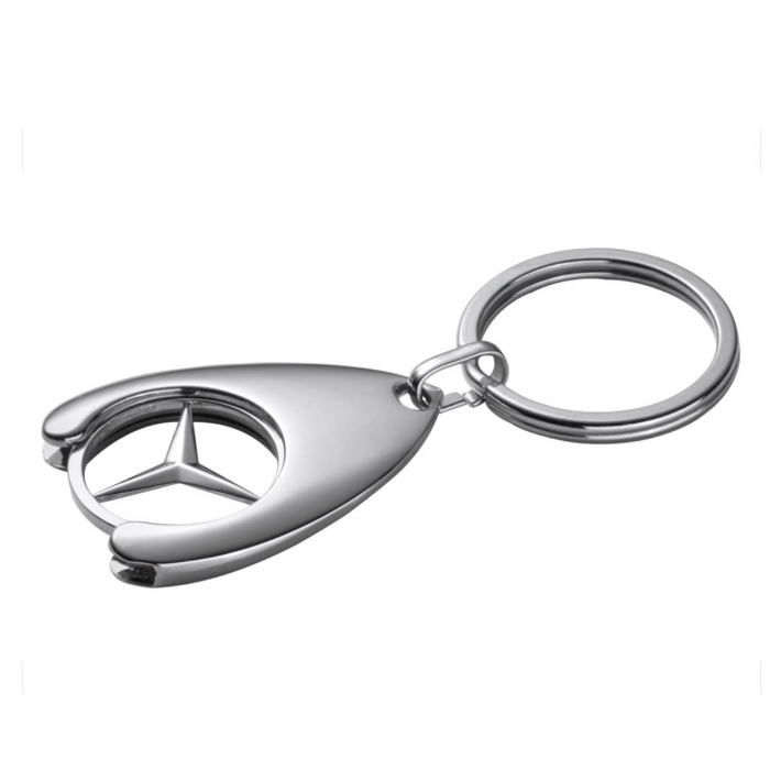 Set 2 Brelocuri Mercedes-Benz, Metal, Design Elegant, Inele pentru Chei, Auriu/Argintiu, 7.5 cm/9 cm [2]
