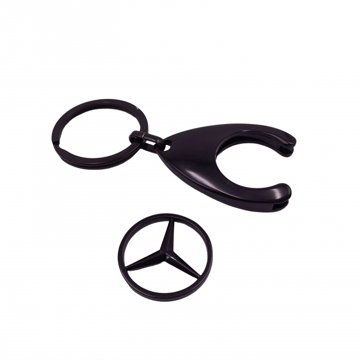 Set 2 Brelocuri Mercedes-Benz, Metal, Design Elegant, Inele pentru Chei, Auriu/Negru, 7.5 cm/9 cm [5]