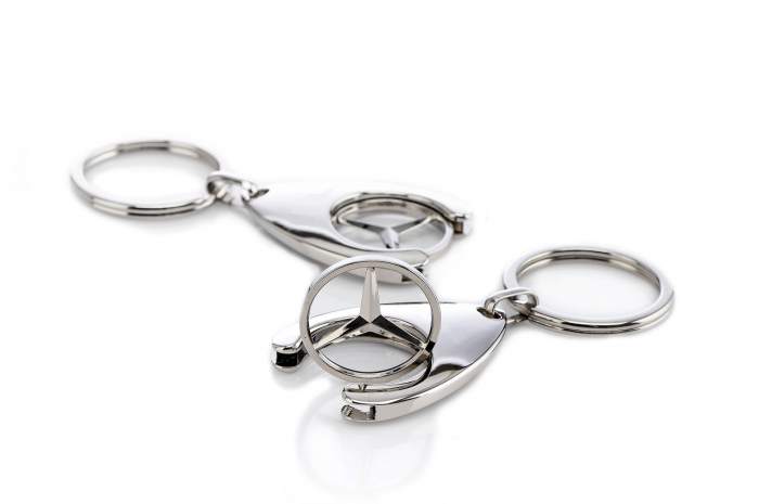 Set 2 Brelocuri Mercedes-Benz, Metal, Design Elegant, Inele pentru Chei, Auriu/Argintiu, 7.5 cm/9 cm [5]