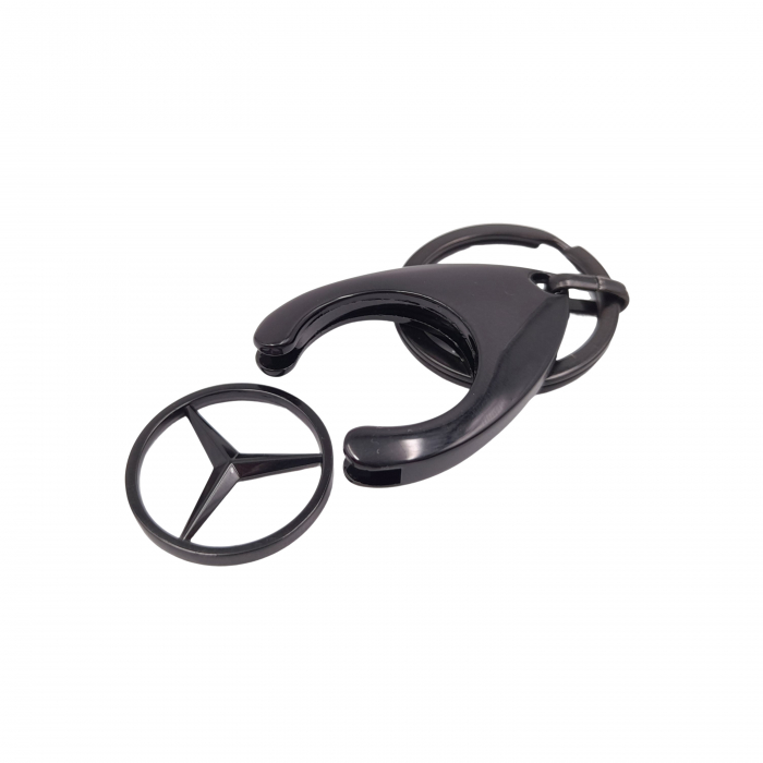 Set 2 Brelocuri Mercedes-Benz, Metal, Design Elegant, Inele pentru Chei, Auriu/Negru, 7.5 cm/9 cm [6]